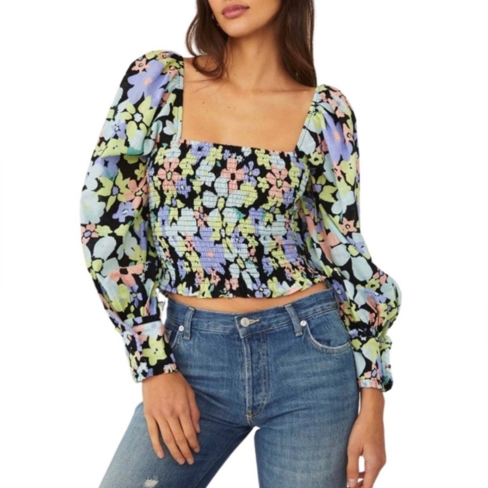 Free People Ariana Long Sleeve Blouse in Retro Size S - Picture 5 of 16
